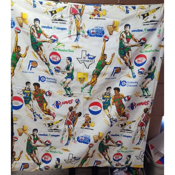 RARE Vintage 60’s 70’s ABA American Basketball Association Fabric 108" x 90" - Picture 10 of 10